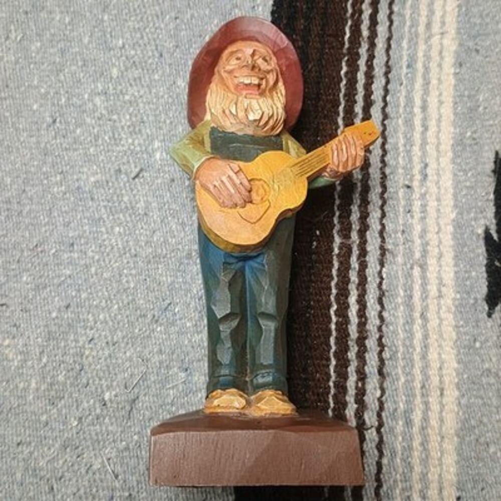 Richard Engler Vintage MCM Hand carved Primitive Folk Art Wood Hillbilly Statue